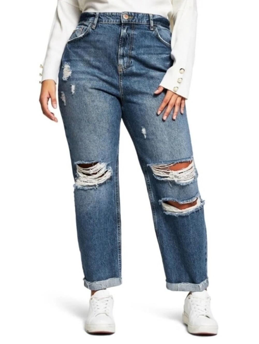 River Island Plus ripped mom jeans Size 22